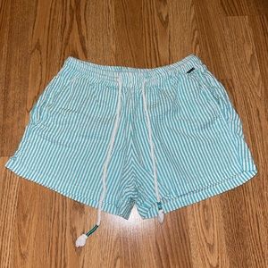 Beach By Exist Blue/Green/White Striped Shorts